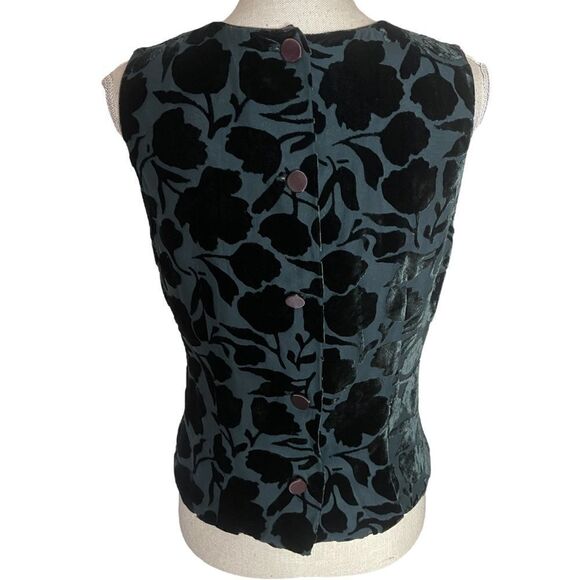 Banana Republic Velvet Burnout Button Back Silk Blend Top - Picture 5 of 16